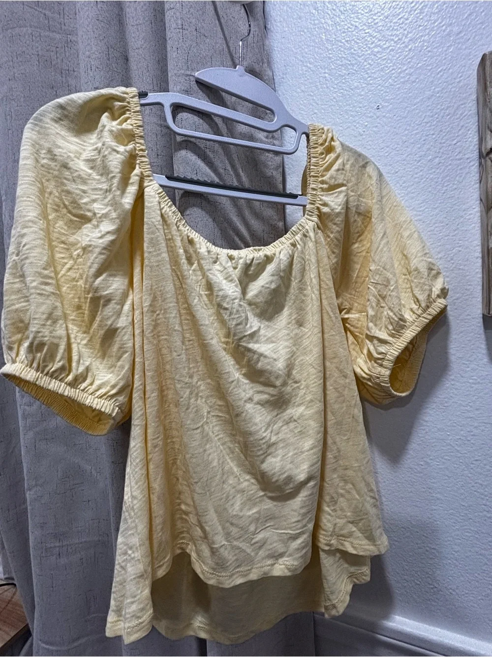 Old Navy Yellow Puff Sleeve Square Neck Blouse